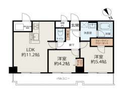 2LDK、価格7990万円、専有面積51.62m2、バルコニー面積10.93m2
