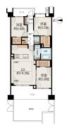 3LDK、価格9880万円、専有面積69.4m2 3LDK+3WICの収納豊富な間取り。各居室にウォークインクローゼットを備え、すっきりとした暮らしを実現。専用庭とテラス付きで、開放感のある戸建て感覚の住まいです。