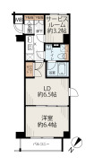 1DK+S(納戸)、価格4998万円、専有面積40.07m2、バルコニー面積3.97m2 40.07m2・1DK+Sの間取り。約6.5帖のLDと約6.4帖の洋室は引き戸でつながり、一体利用も可能です。約3.2帖のサービスルームやリビング収納を備えた、収納力のある機能的な間取りです。