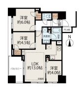 3LDK、価格1億1680万円、専有面積60.28m2、バルコニー面積7m2 使いやすい3LDKの間取り。LDKを中心に3つの洋室を備え、家族それぞれの空間を確保できます。各居室に収納があり、室内をすっきり保ちやすい設計。床暖房付きなのも嬉しいポイントです。