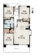 3LDK、価格5290万円、専有面積80m2、バルコニー面積11.8m2 南向きのLDKを中心に、各洋室には収納を確保。ウォークインクローゼットやファミリークロークなど収納も充実しています。家族それぞれの居室を確保しやすく、快適に暮らせる間取りです。